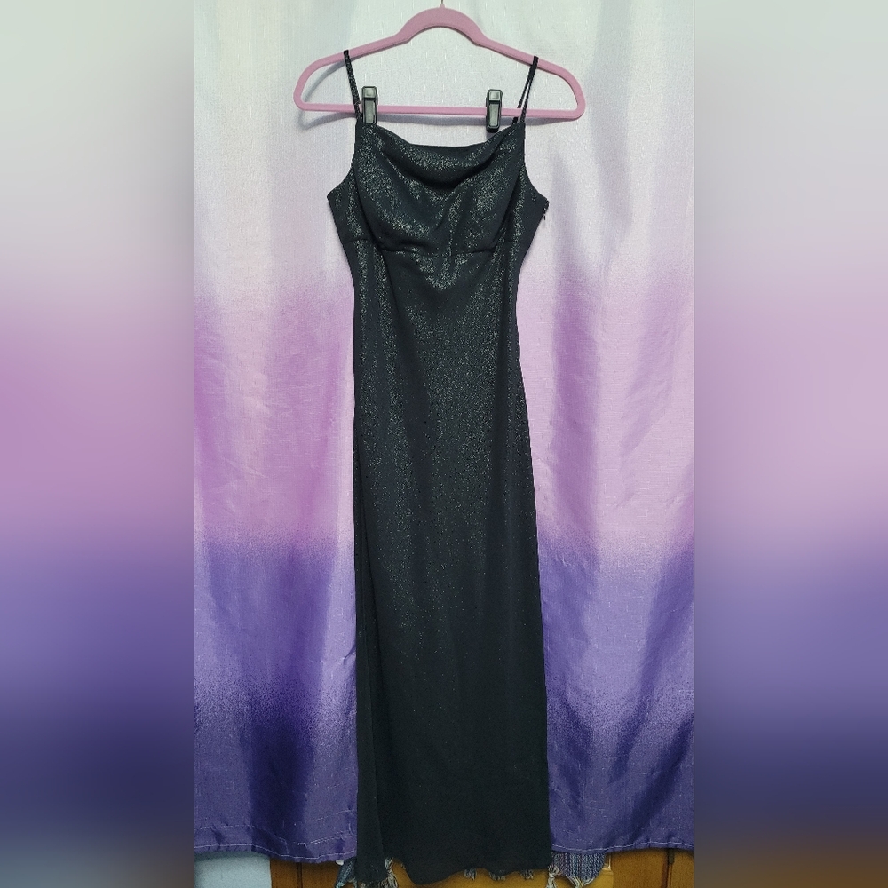 Vintage Y2k Eprise Japan Formal Maxi Dress Black Sparkly Size US 6 / Medium